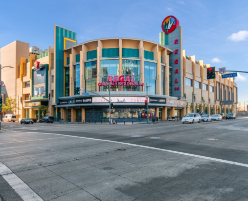 Regal Cinema building exterior from crosswalk